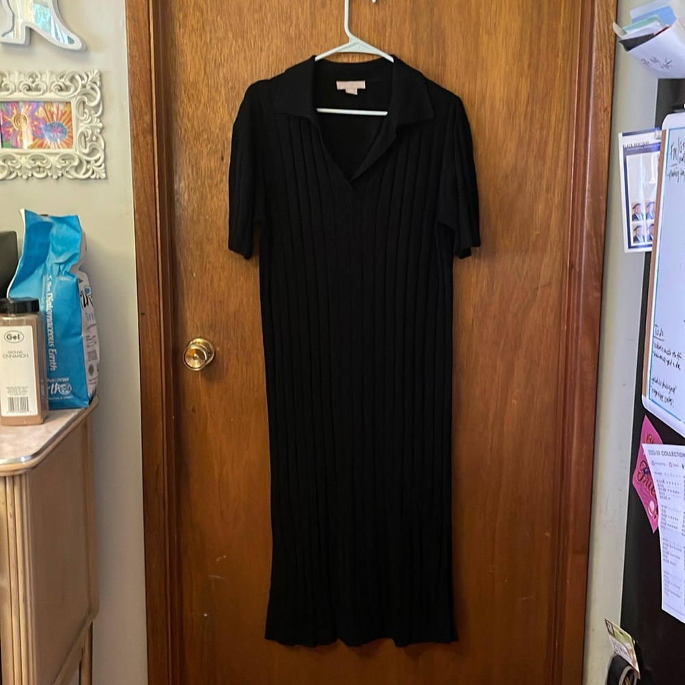 H&M ribbed collar short sleeve midi maxi dress